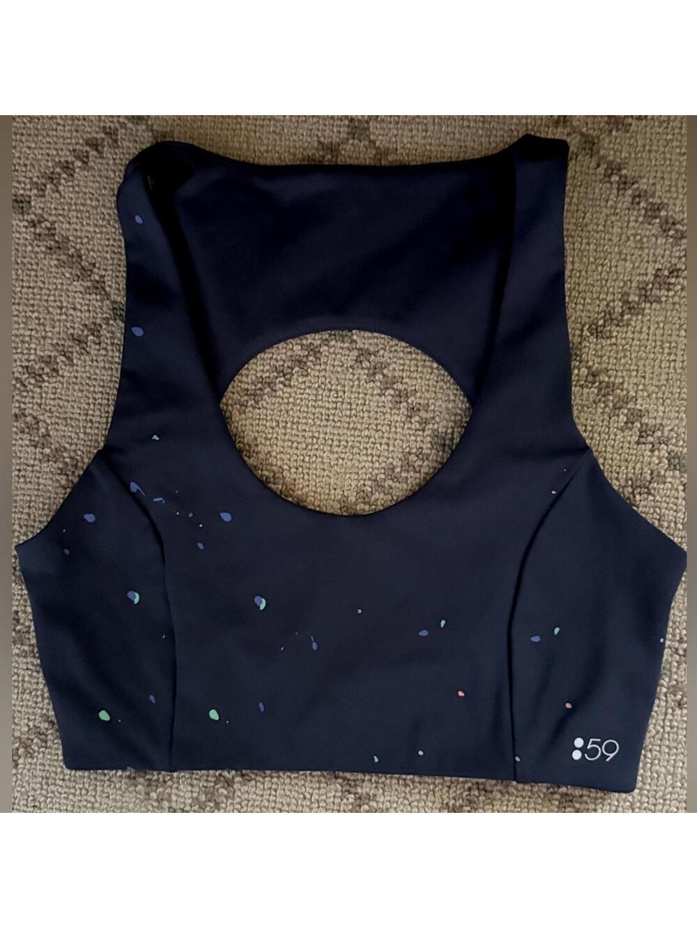 Bandier x Splits59 navy blue paint spattered sports bra S NWOT LIMITED EDITION